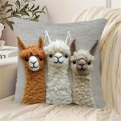 2x Kissenbezug Alpaka 45x45 cm - Niedliches Tierdesign