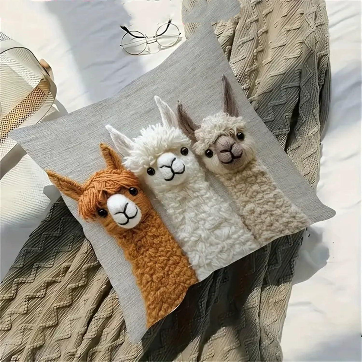 2x Kissenbezug Alpaka 45x45 cm - Niedliches Tierdesign