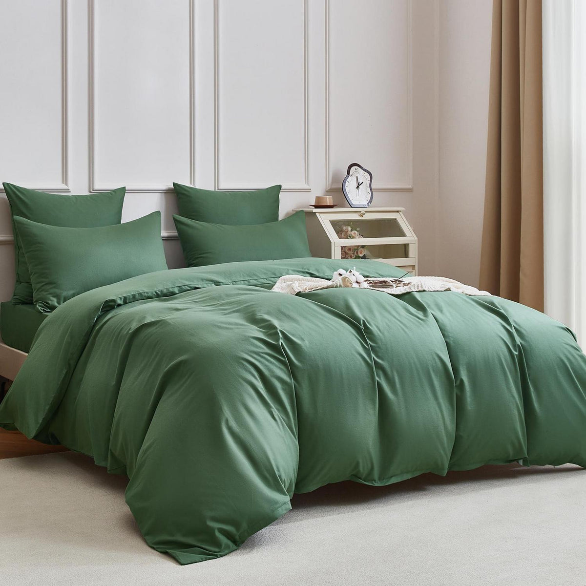 4teilige Bettwäsche 135x200 Grün – 100% Baumwolle