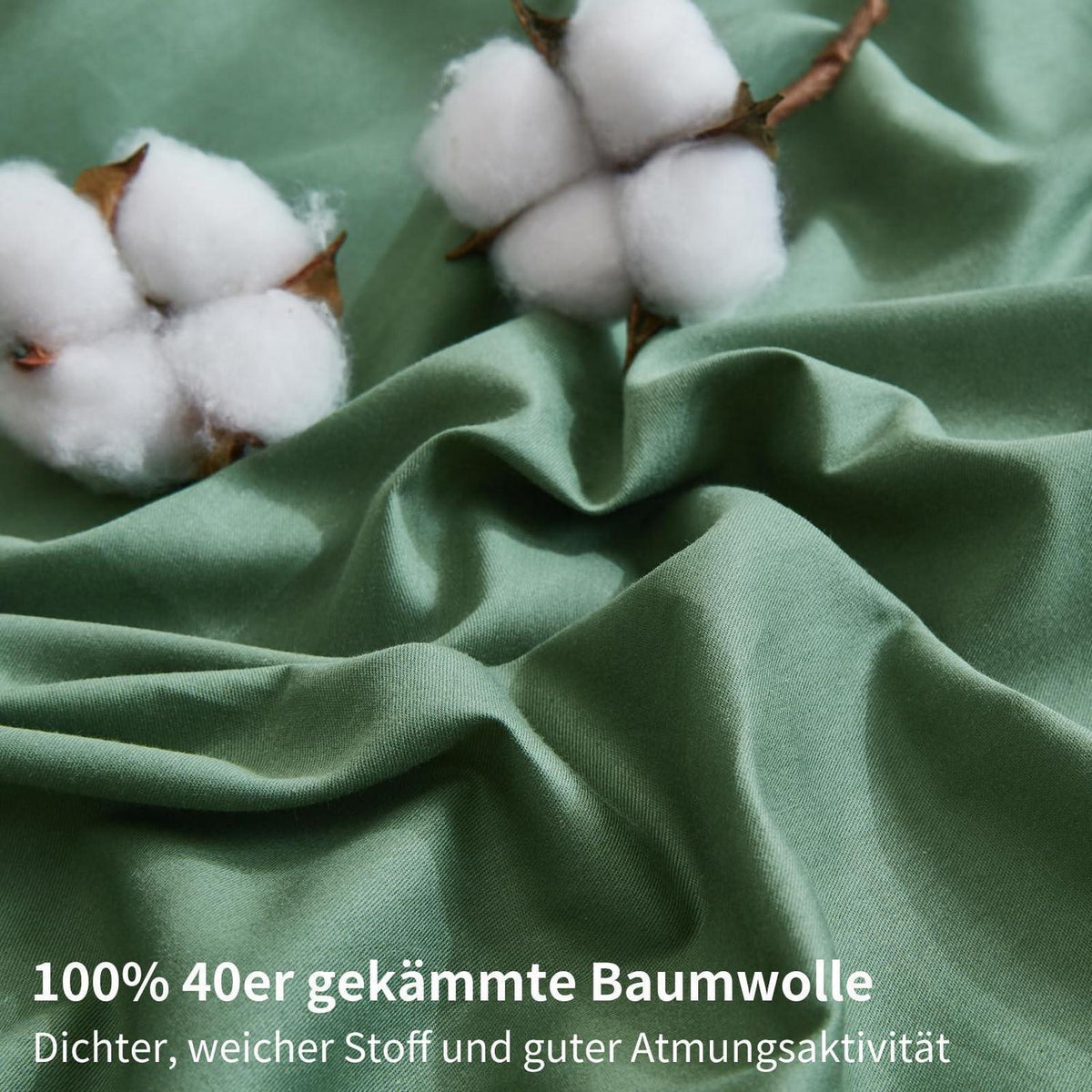 4teilige Bettwäsche 135x200 Grün – 100% Baumwolle