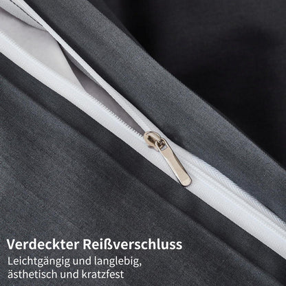 4teilige Bettwäsche 135x200 Baumwolle Grau – Weich & Atmungsaktiv