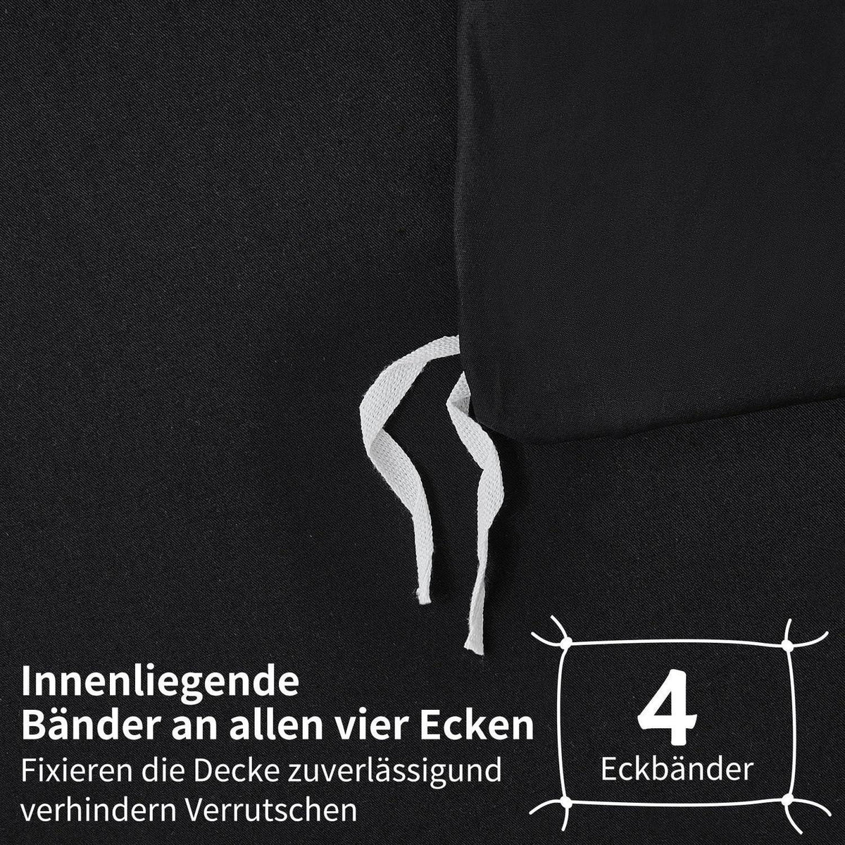 Baumwoll Bettwäsche Set 220x240 Schwarz – 3-teilig, Kühlend & Weich