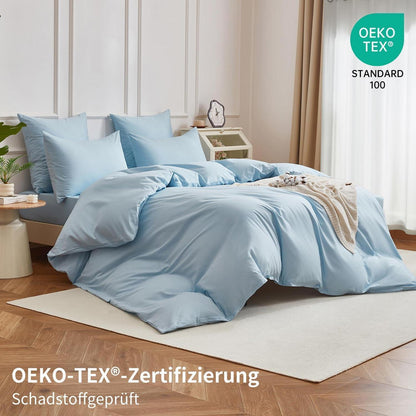 4teilige Bettwäsche 135x200 Baumwolle Blau – Weich & Atmungsaktiv