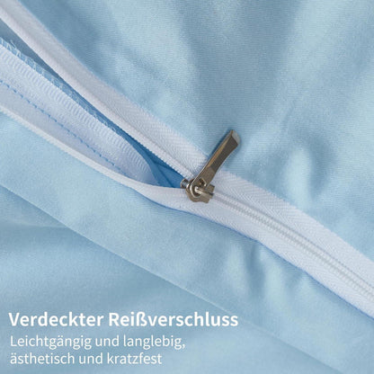 4teilige Bettwäsche 135x200 Baumwolle Blau – Weich & Atmungsaktiv