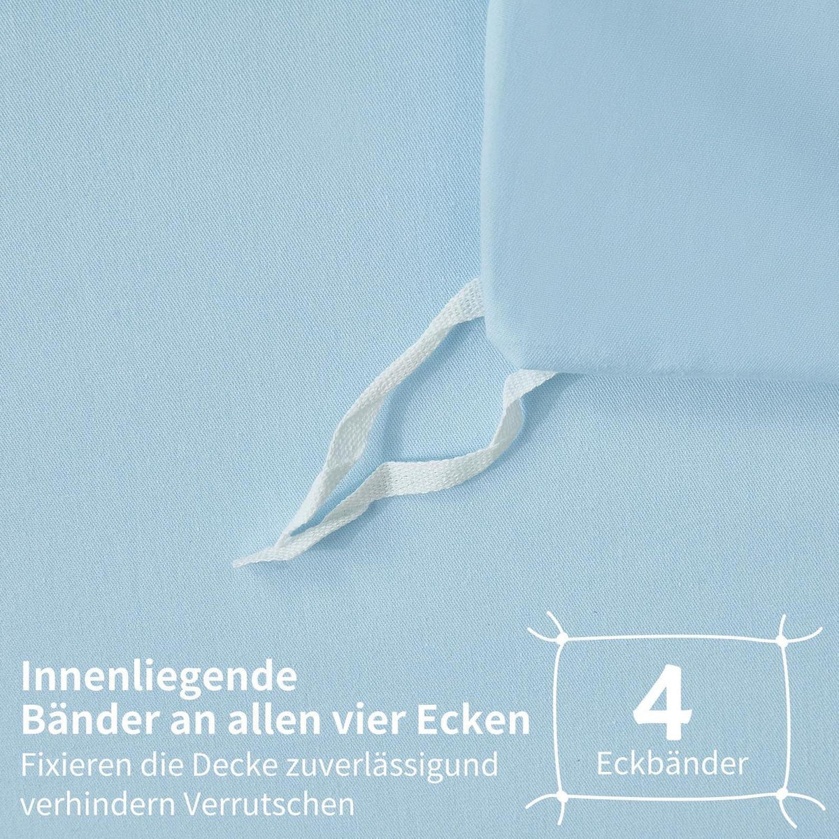 4teilige Bettwäsche 135x200 Baumwolle Blau – Weich & Atmungsaktiv