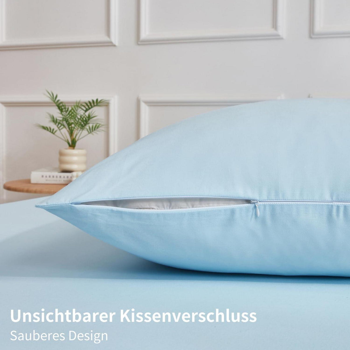 4teilige Bettwäsche 135x200 Baumwolle Blau – Weich & Atmungsaktiv