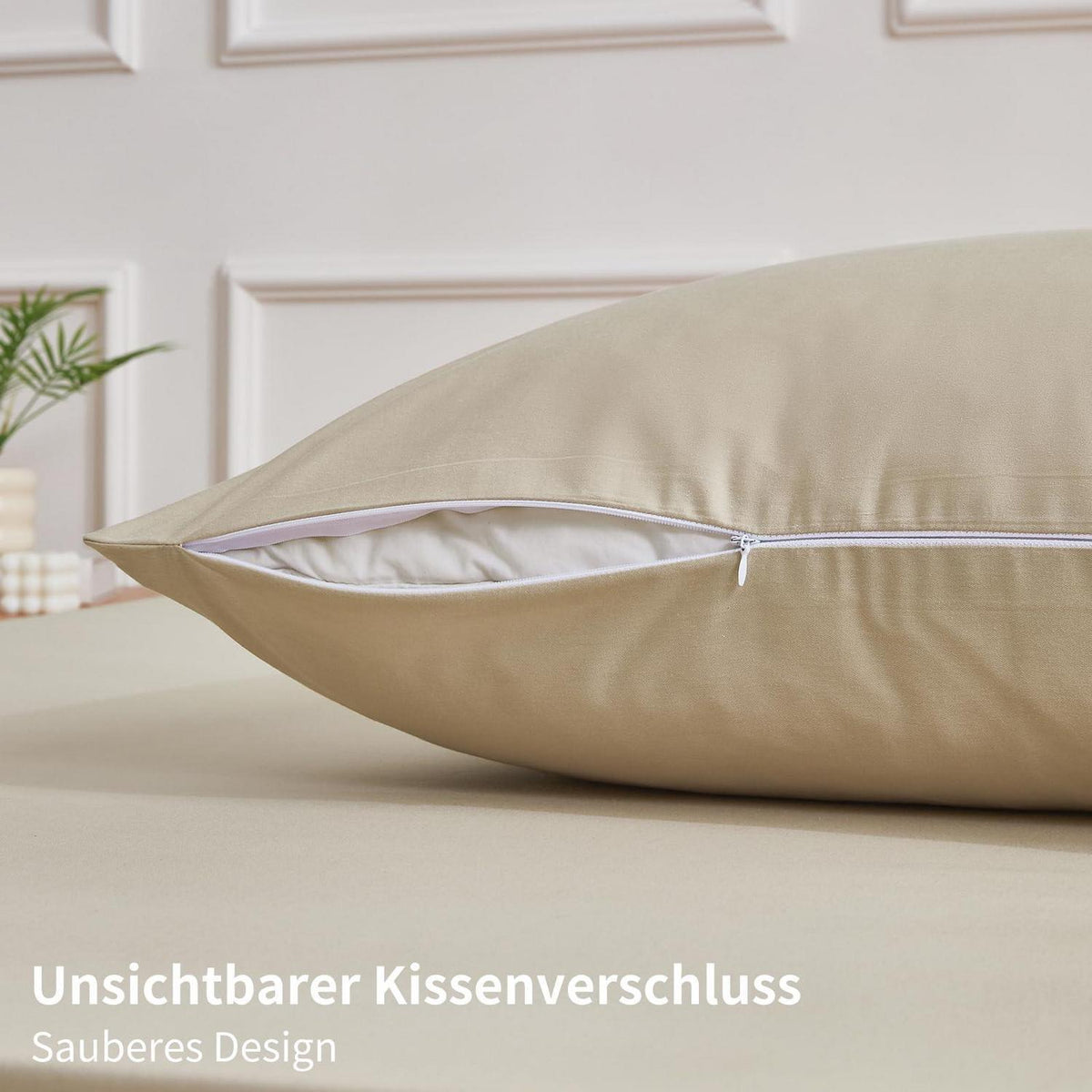 4teilige Bettwäsche 135x200 Khaki – 100% Baumwolle