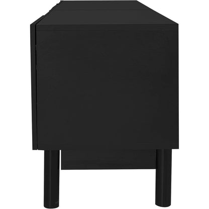 Schwarzer TV-Schrank mit Wellenförmigen Türen & Stauraum (169cm)