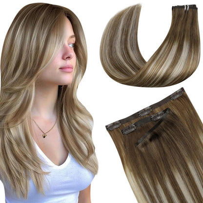 Echthaar Clip-In Extensions Balayage Blond 35cm