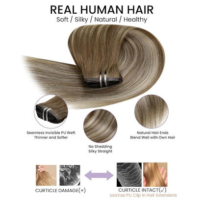 Echthaar Clip-In Extensions Balayage Blond 35cm