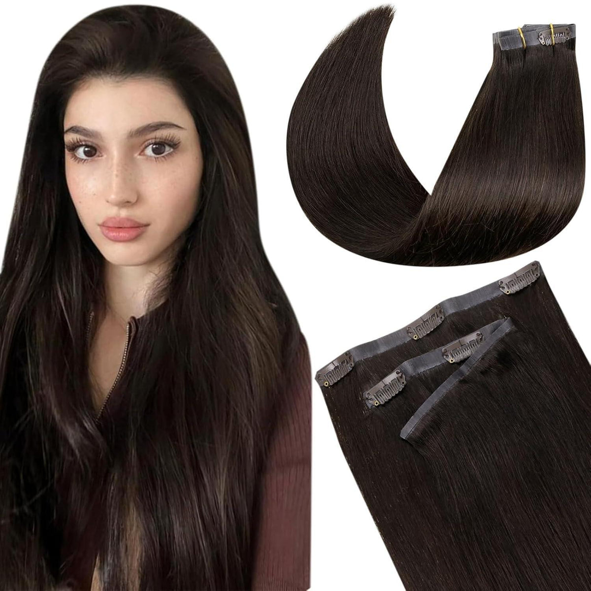 Echthaar Clip-in Extensions Balayage Blond 40cm