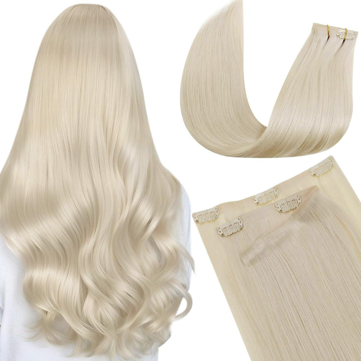 Echthaar Clip-in Extensions Blond #613 – 45cm, 100g