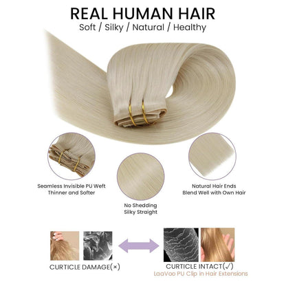 Echthaar Clip-in Extensions Blond #613 – 45cm, 100g