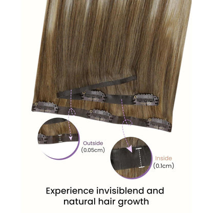 Echthaar Clip-Ins Braun Balayage 50cm - Salon Qualität