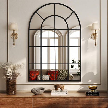 Koonmi Gitter Wandspiegel Schwarz 90x60 cm – Dekorativer Spiegel