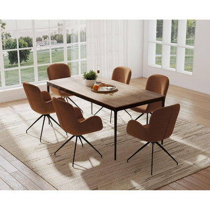 Drehbarer Esszimmerstuhl 2er Set – Gepolstert, Braun