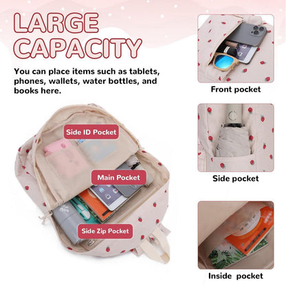 Erdbeer Rucksack Mädchen – Kawaii Schulrucksack für Teenager