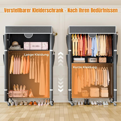 Kleiderständer auf Rollen mit Doppelstange & Staubsack
