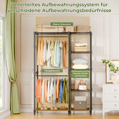 Freistehender Kleiderständer mit Regalen & Kleiderstangen