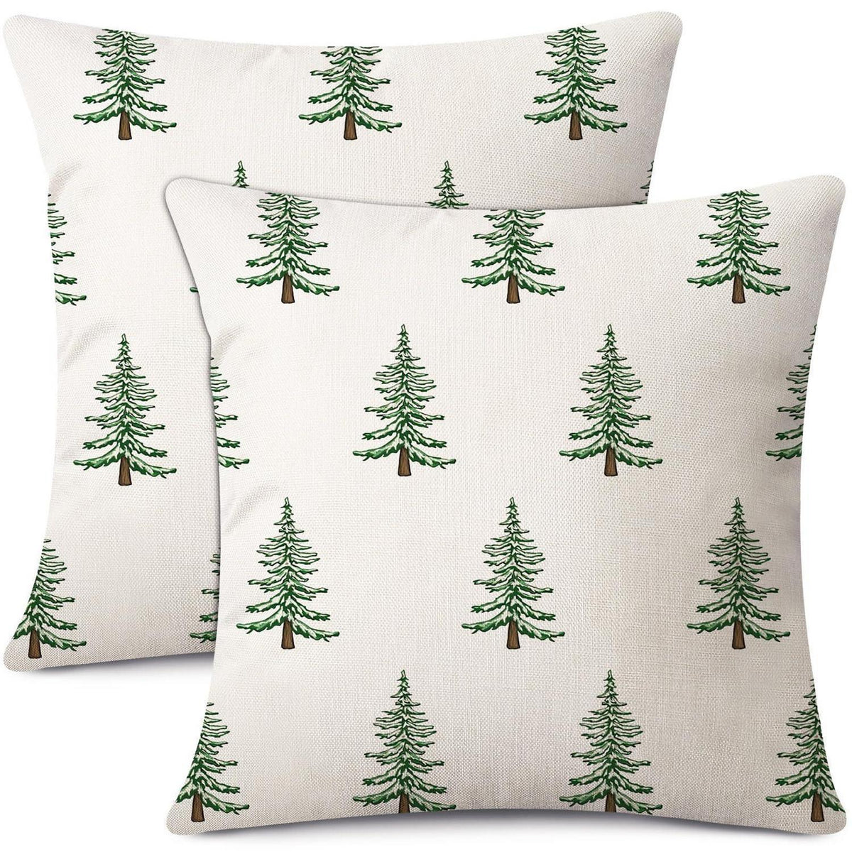 Weihnachtliche Kissenbezüge 2er Set 50x50 cm, Weihnachtsbaum Beige