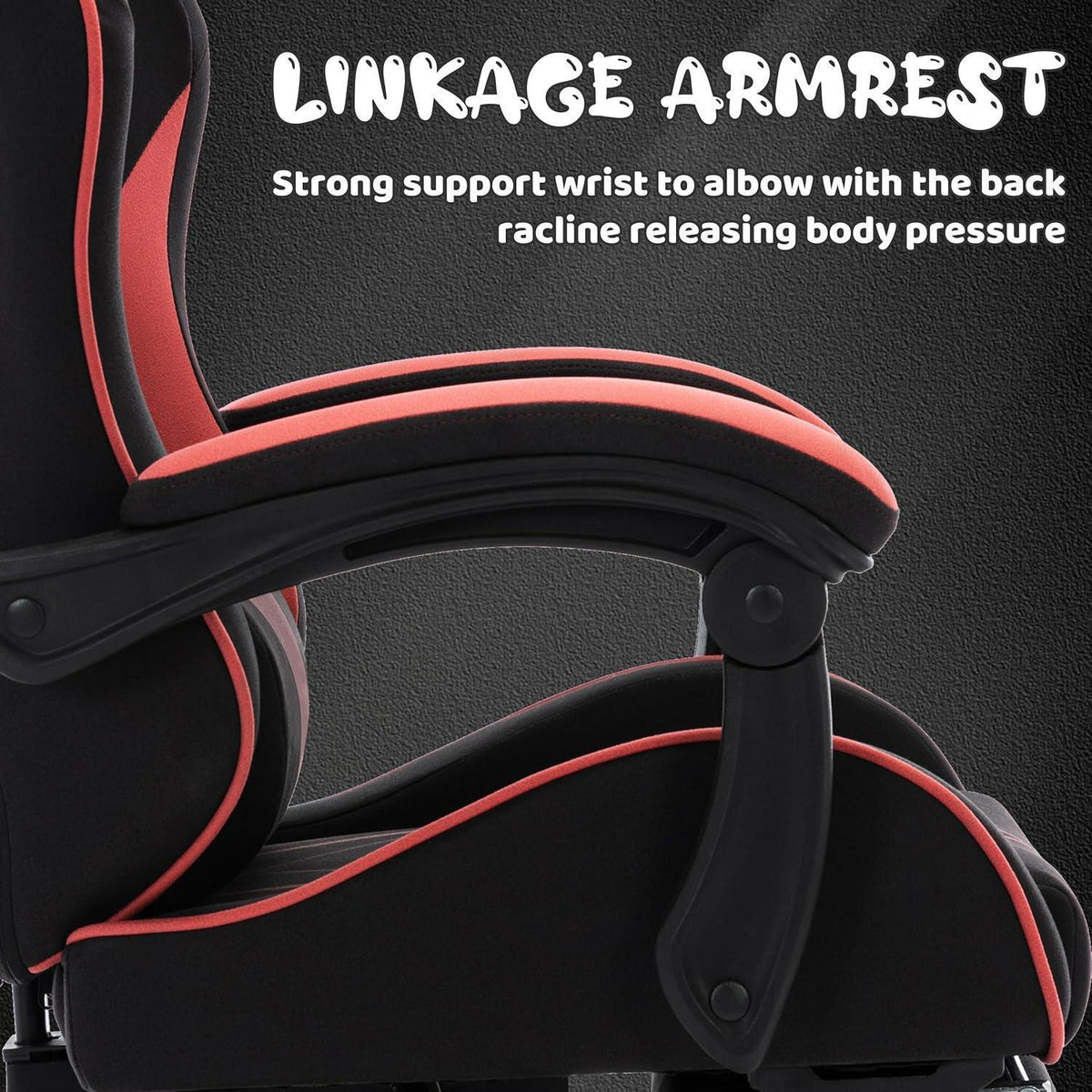 Ergonomischer Gaming Stuhl mit Fußstütze & Lendenkissen – Schwarz