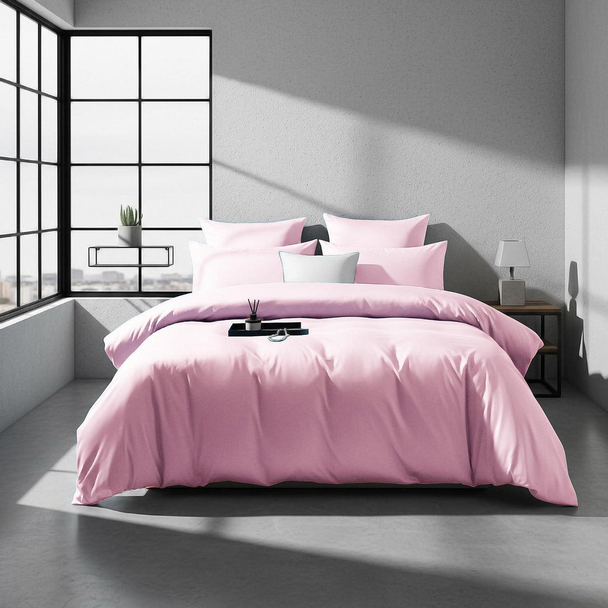 Mako Satin Bettwäsche Set Rosa 220x240 cm | 3-teilig