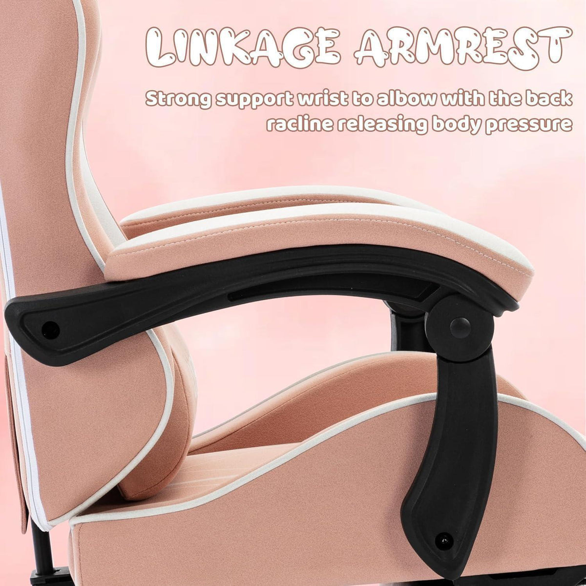 Ergonomischer Gaming Stuhl mit Fußstütze & Lendenkissen – Rosa
