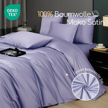 Mako Satin Bettwäsche Lila 220x240 cm - 3-teilig