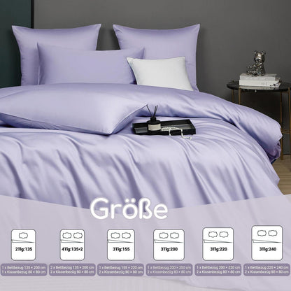 Mako Satin Bettwäsche Lila 220x240 cm - 3-teilig