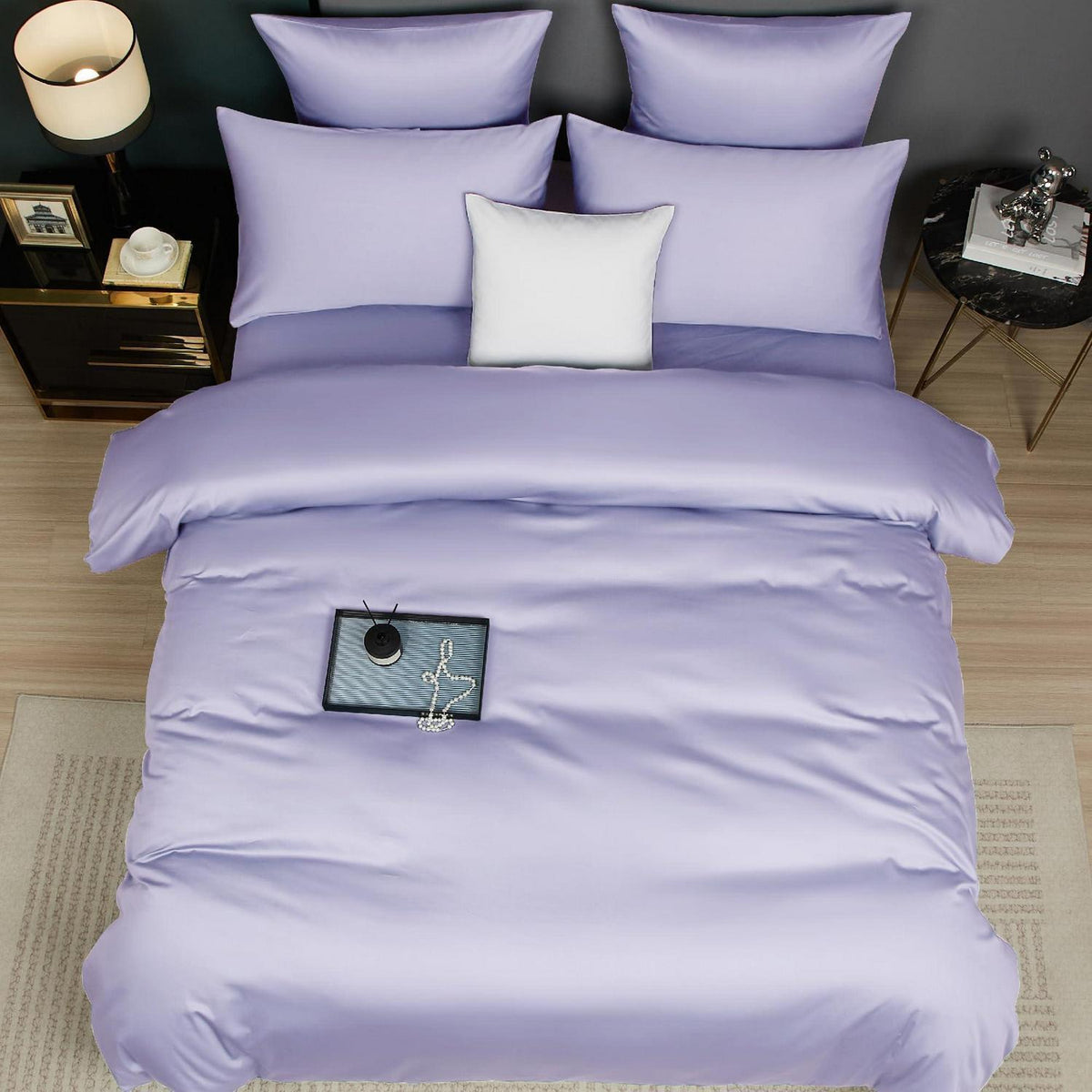 Mako Satin Bettwäsche Lila 220x240 cm - 3-teilig