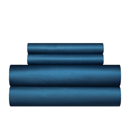 Mako Satin Bettwäsche Set 155x220 Petrol Blau Baumwolle