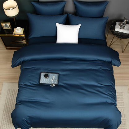 Mako Satin Bettwäsche Set 135x200 Petrol Blau 4tlg.