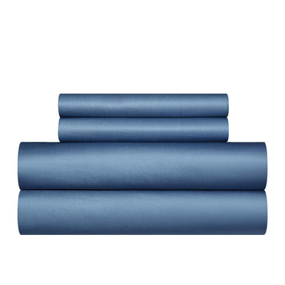 Mako Satin Bettwäsche Set 200x200 Blau Marine Uni