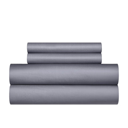 Mako Satin Bettwäsche Set 220x240 Hellgrau Anthrazit 3-teilig