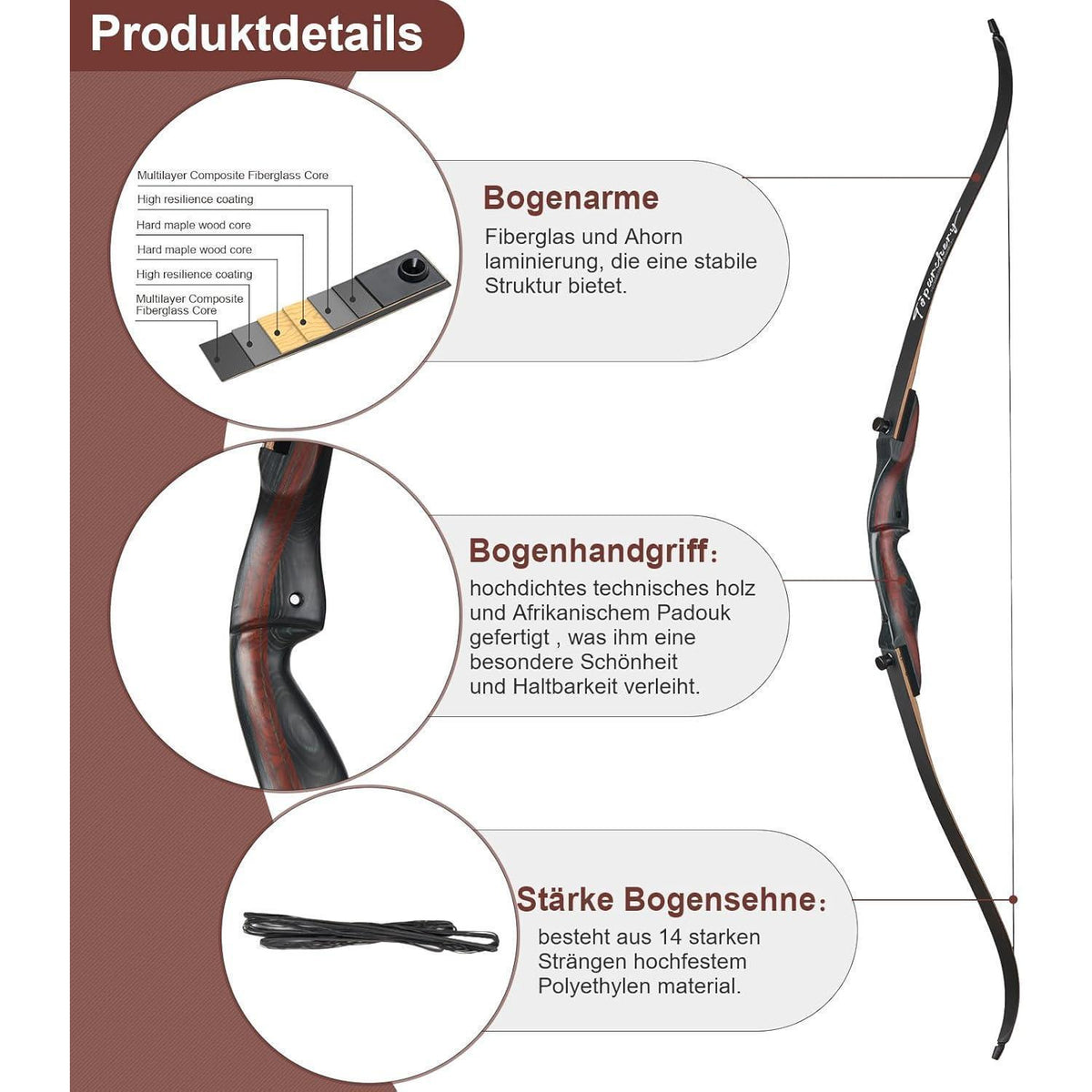 62" Recurvebogen 20-50 lbs – Einsteigerbogen für Erwachsene