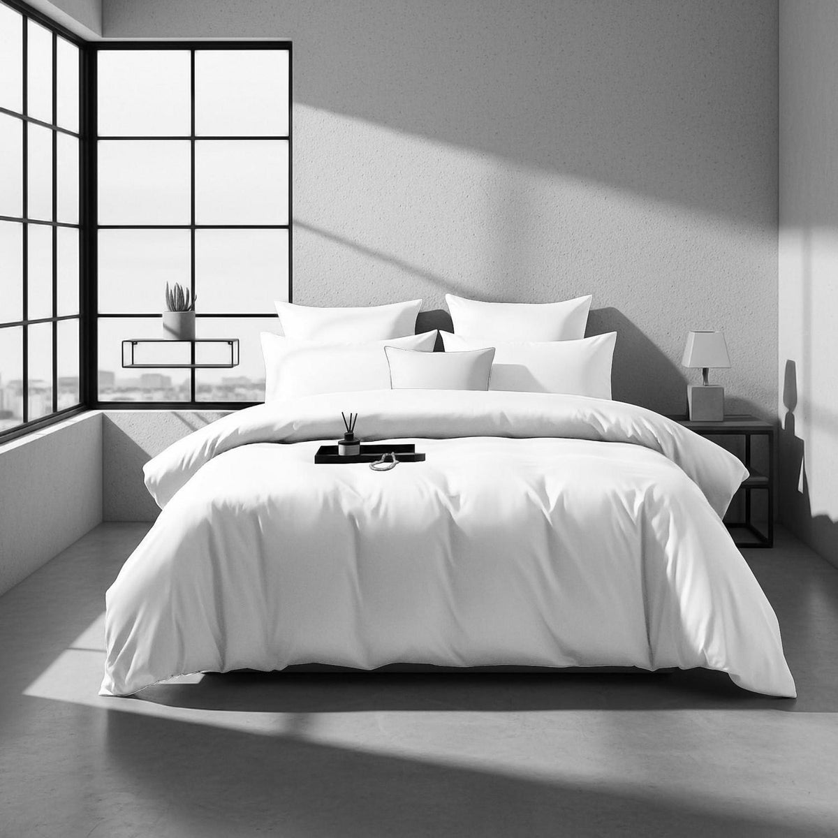 Mako Satin Bettwäsche Set 200x200 Weiß – 3-teilig & Kuschelig