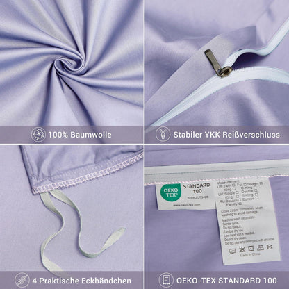Mako Satin Bettwäsche Lila 200x220 cm 3-teilig