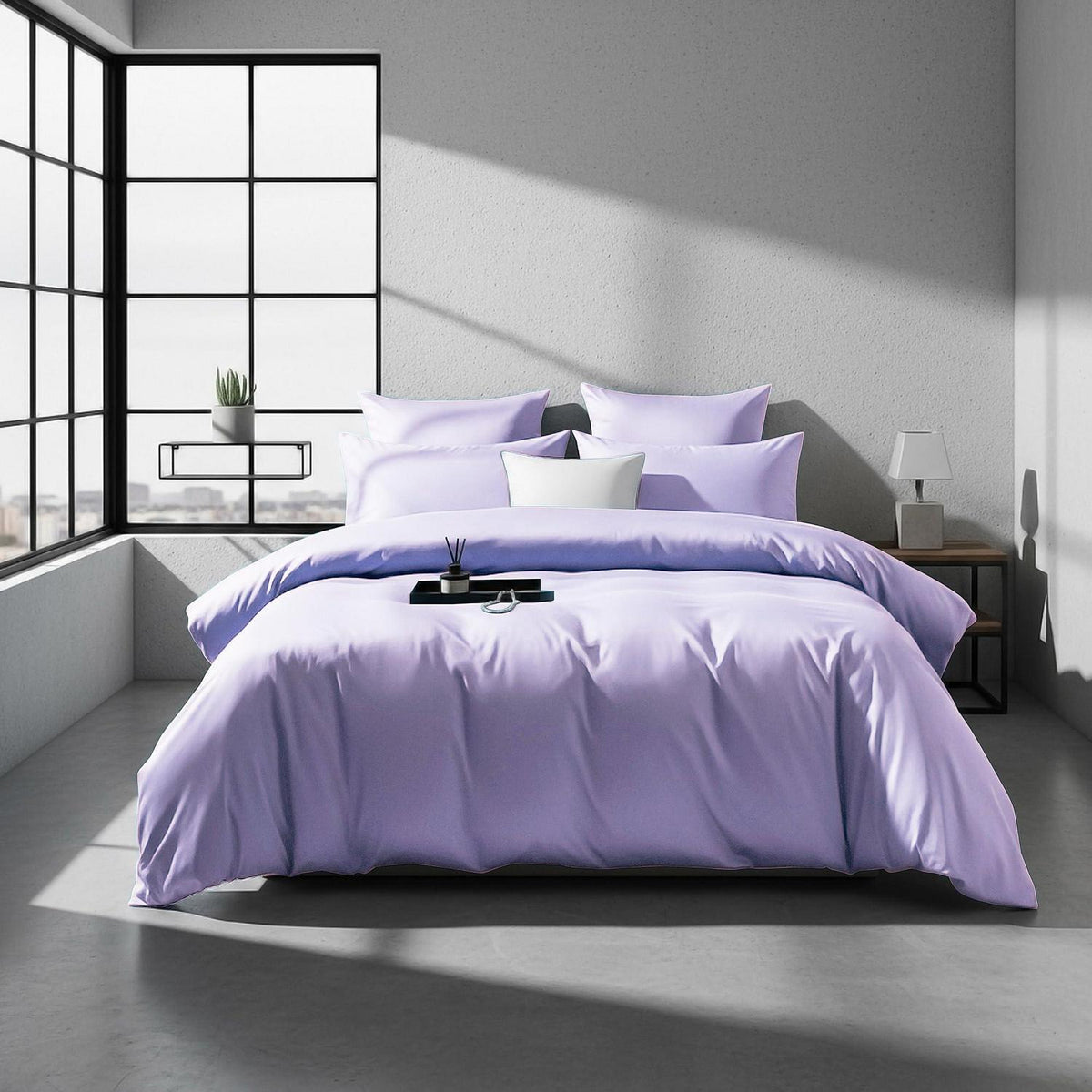 Mako Satin Bettwäsche Set Lila 200x200 cm, 3-teilig