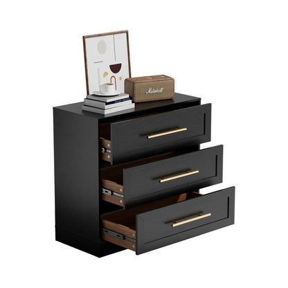 3 Schubladen Kommode Schwarz - Modernes Sideboard für Schlafzimmer