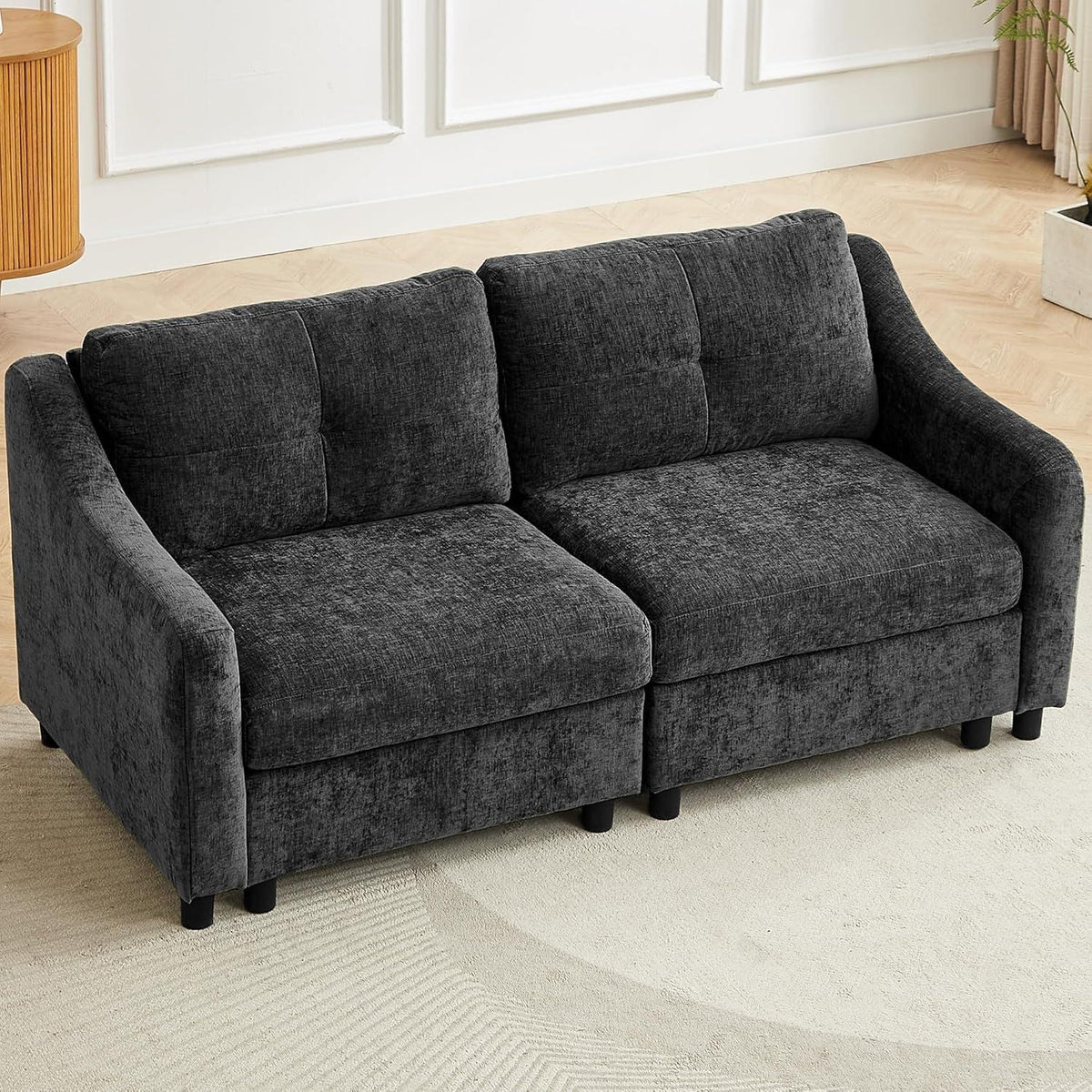 JIEXI Ecksofa mit Schlaffunktion – Grau 2, 251cm