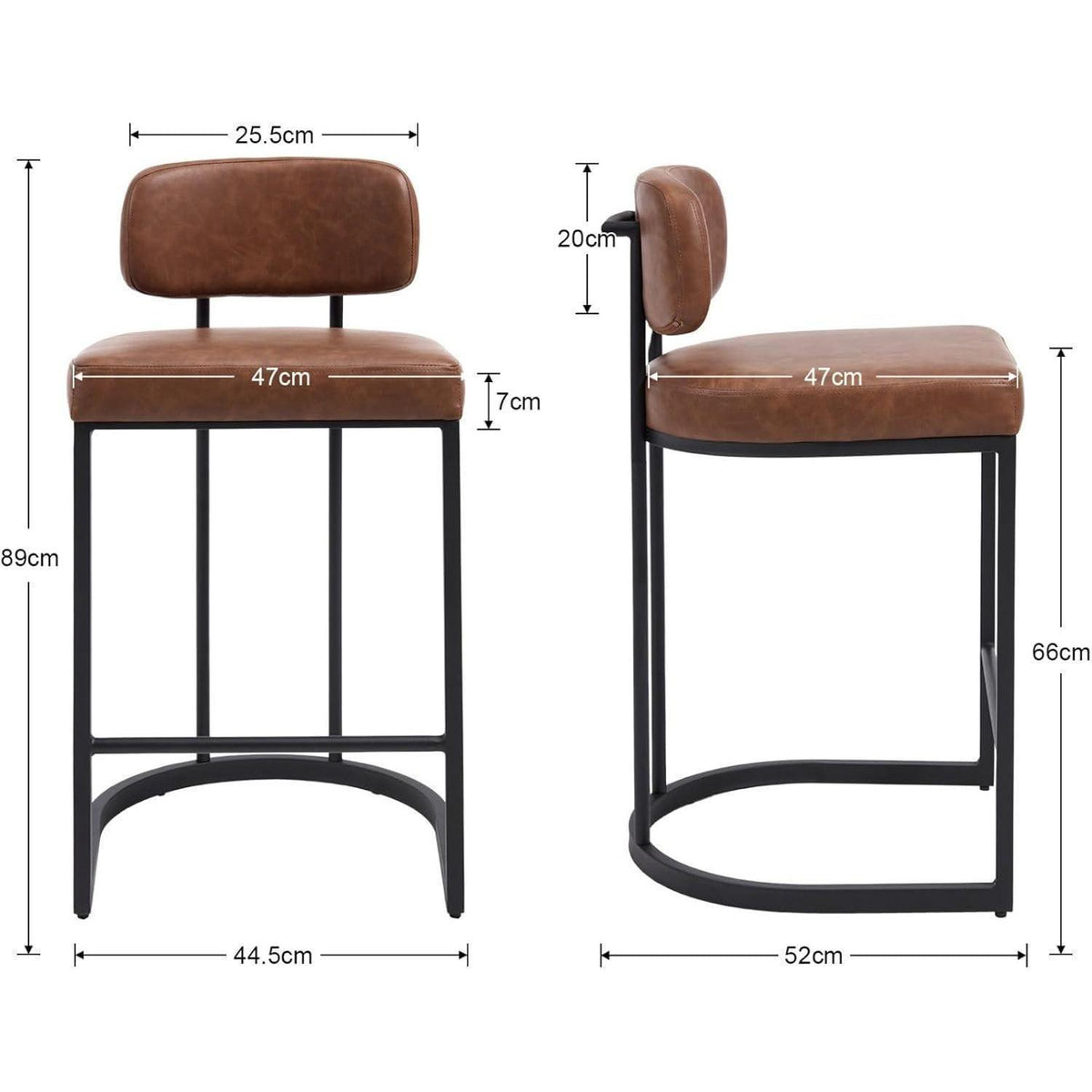 Barhocker Set Braun mit Fußstütze in Lederoptik