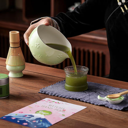 9-teiliges Matcha Set | Bambus Besen & Keramik Schale