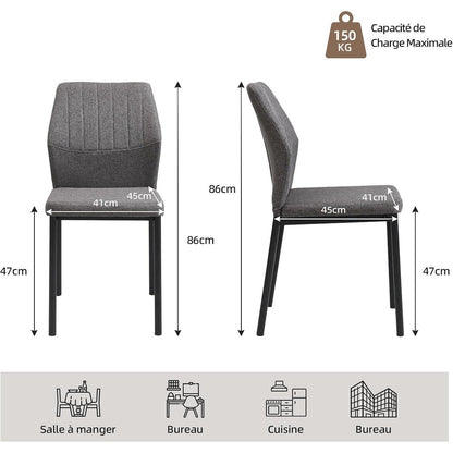 Esszimmerstühle Set Dunkelgrau – 4er Pack, Polsterstuhl