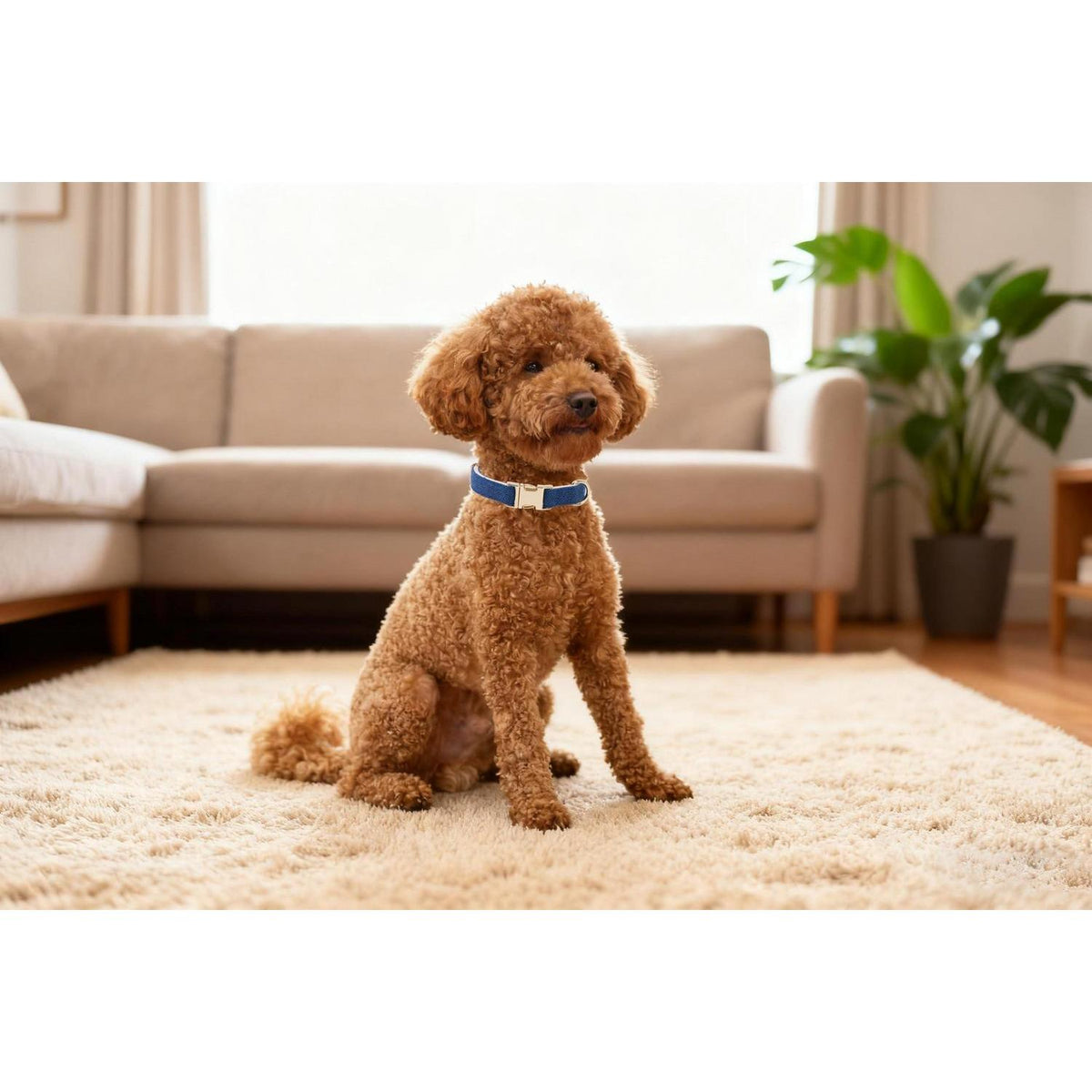 Hundehalsband & Leine Set Klein, Baumwolle, Marineblau