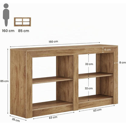3-stufiger Konsolentisch Eiche | 150cm Beistelltisch mit Stauraum