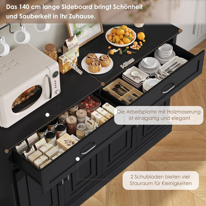 Küchenschrank 140cm mit Arbeitsplatte – Multifunktionales Sideboard
