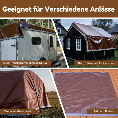 Abdeckplane 6x8m wasserdicht – Reißfeste Schutzplane mit Ösen