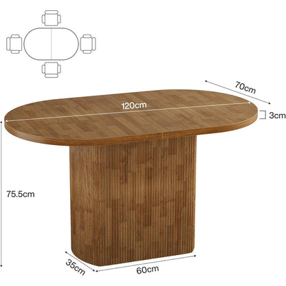 Rustikaler Esstisch für 4 Personen – Ovale Holzbasis 120x70cm