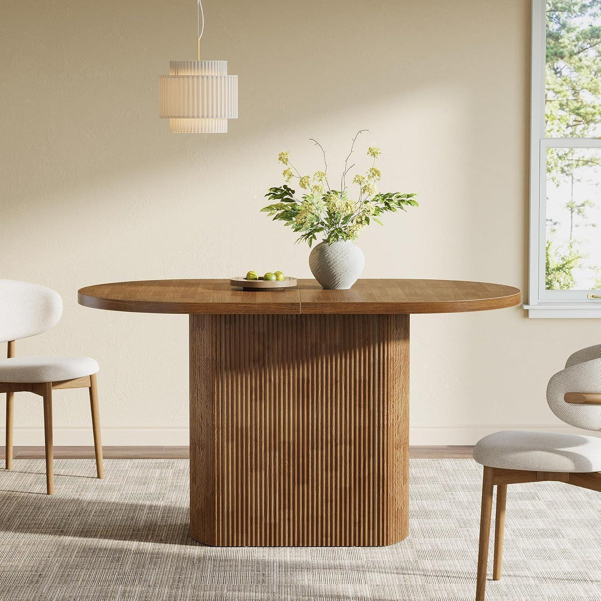 Rustikaler Esstisch für 4 Personen – Ovale Holzbasis 120x70cm