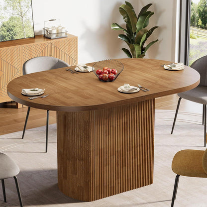 Rustikaler Esstisch für 4 Personen – Ovale Holzbasis 120x70cm